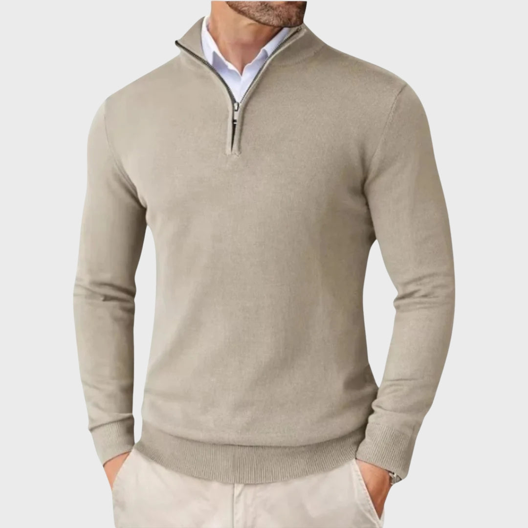 André | Camisola De Caxemira Masculina Com Fecho