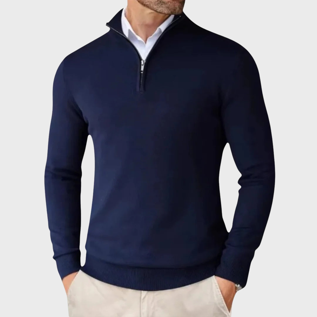 André | Camisola De Caxemira Masculina Com Fecho