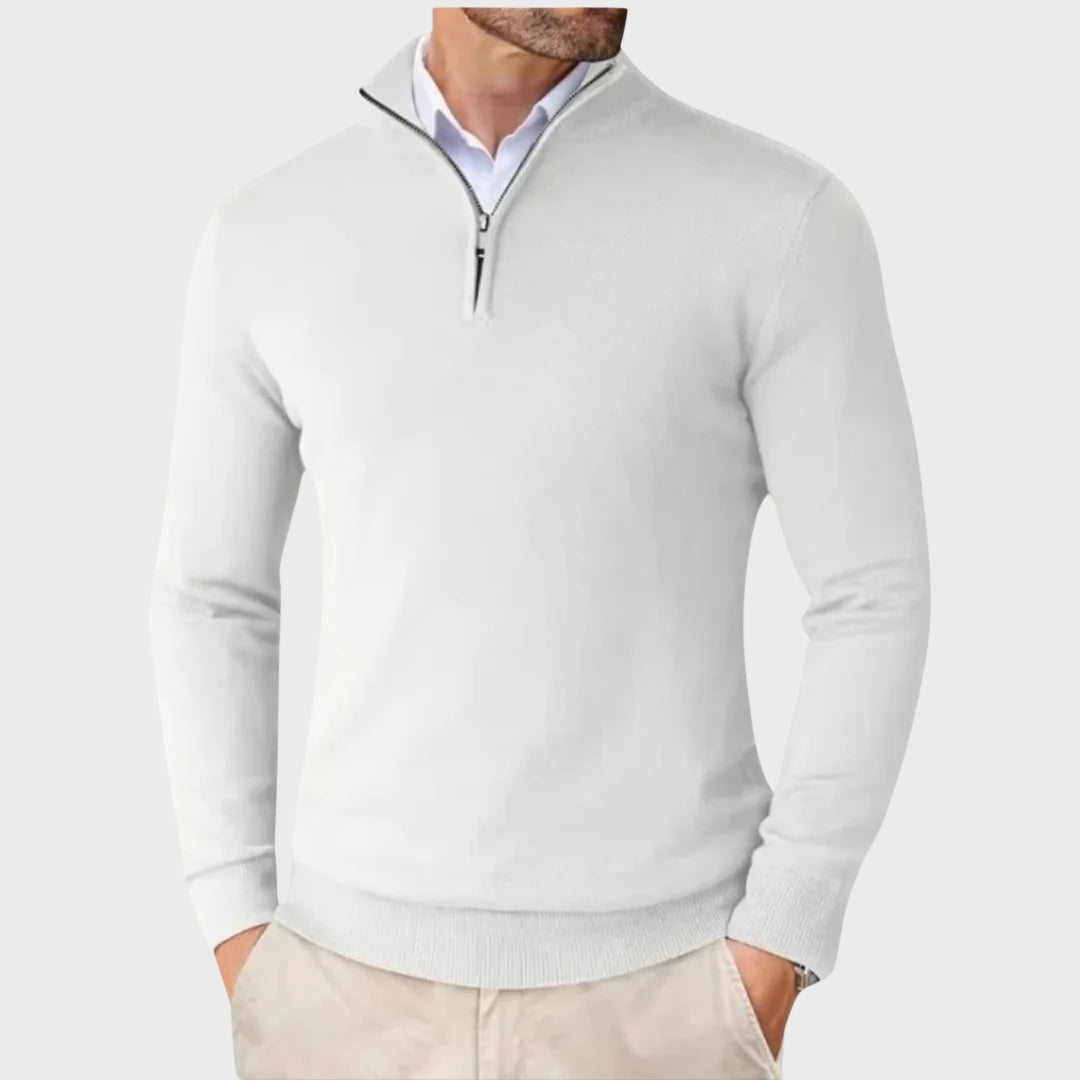 André | Camisola De Caxemira Masculina Com Fecho