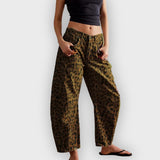 Cátia | Jeans Largos Com Estampado De Leopardo