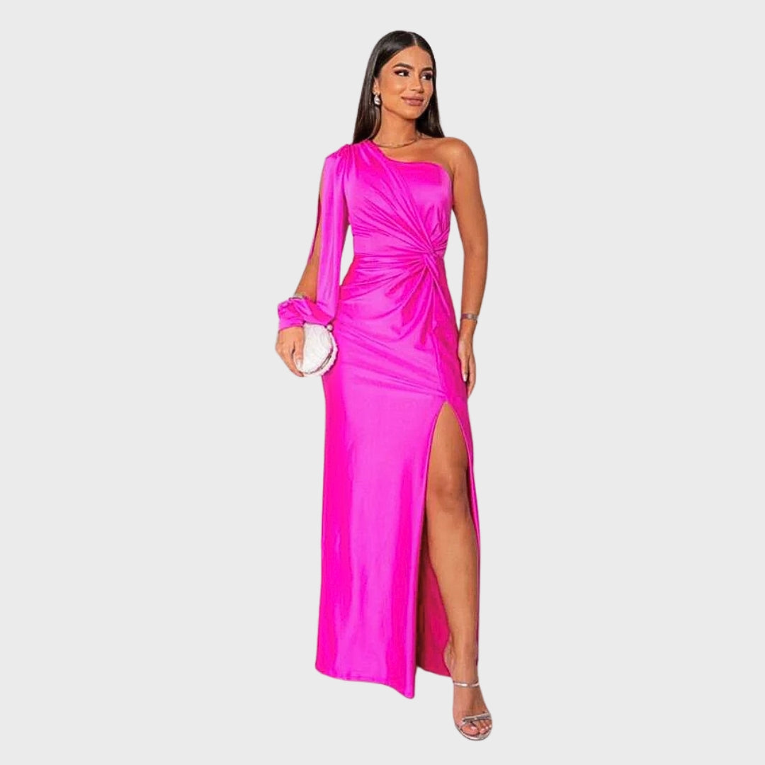 Luna | Vestido de Seda Elegante com Racha