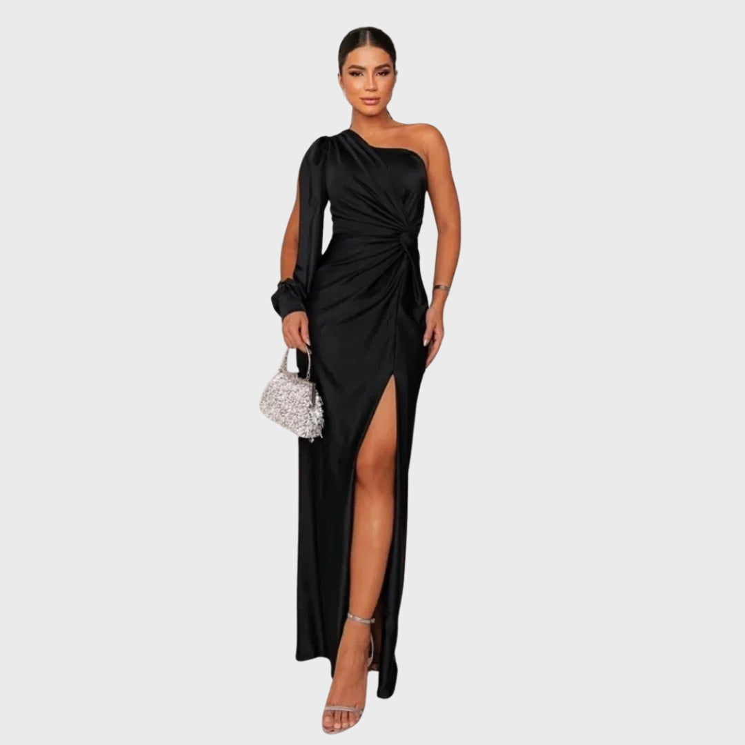 Luna | Vestido de Seda Elegante com Racha