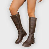 Cláudia | Botas Altas com Zíper Lateral e Tiras Decorativas