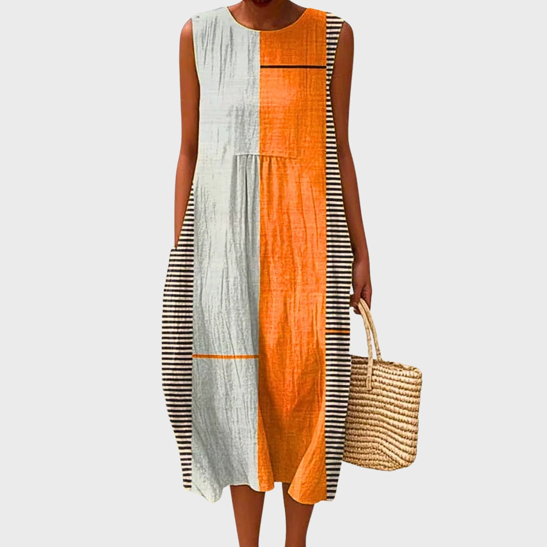 Elisa | Vestido com Painéis e Padrão de Bolas
