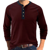 Camisa de algodão elegante com gola Henley