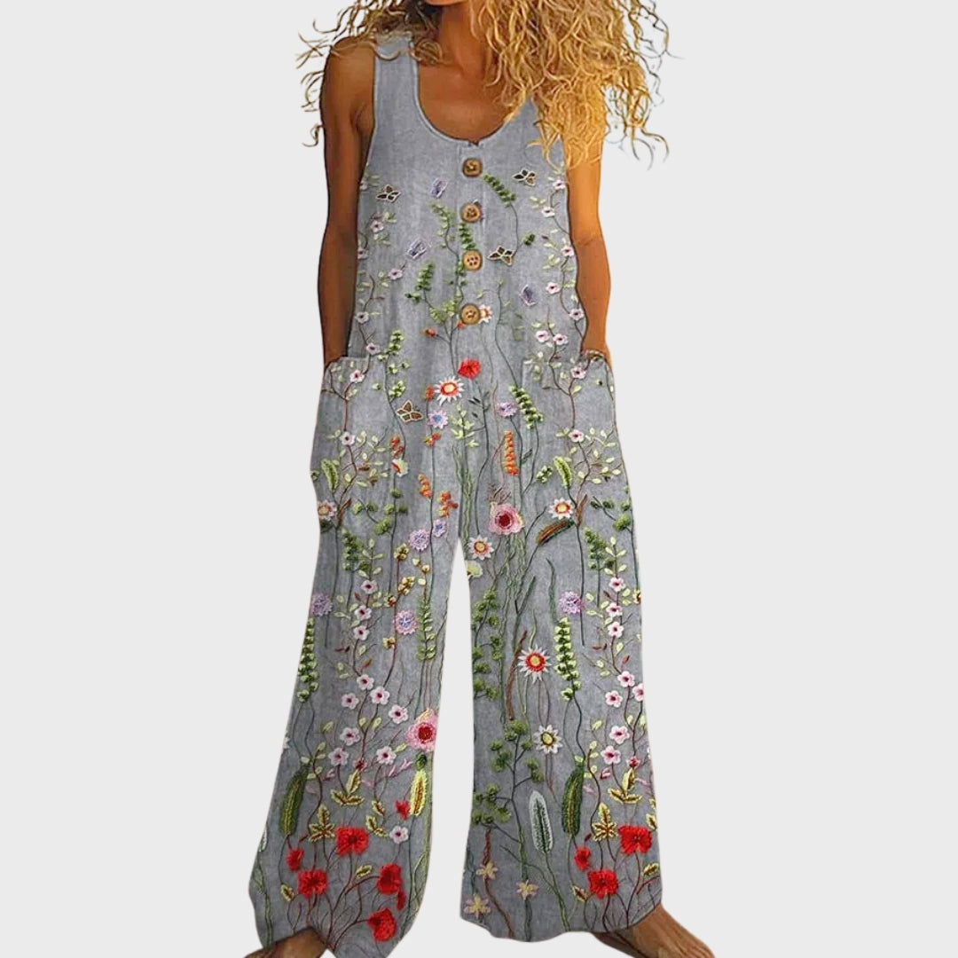 Isadora | Macacão Vintage com Patchwork Floral