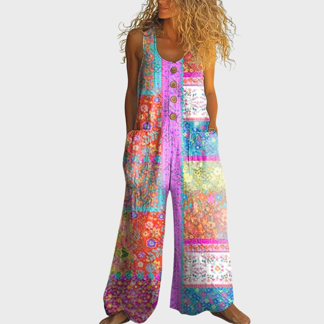 Isadora | Macacão Vintage com Patchwork Floral
