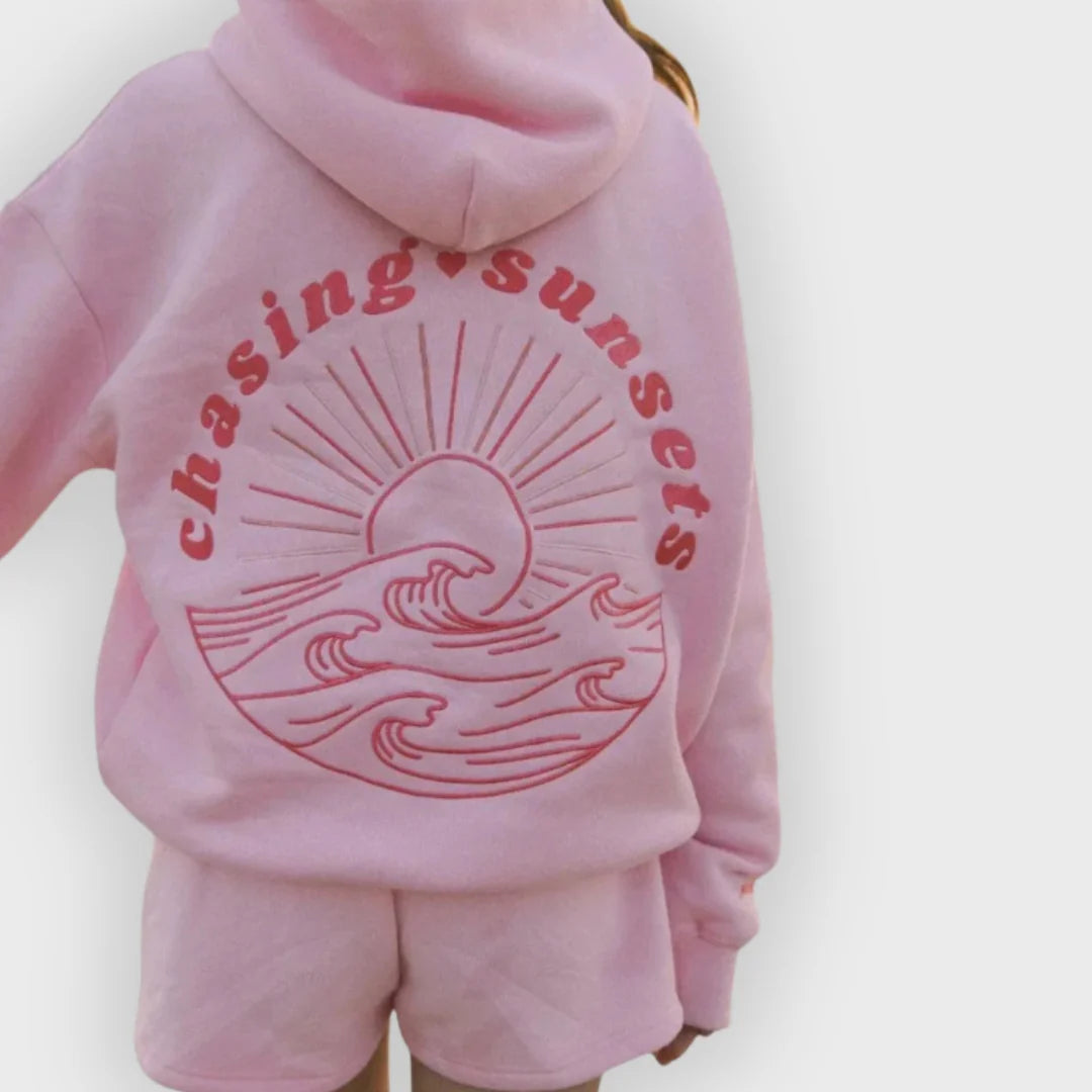 Íris | Hoodie Oversized em Mistura de Algodão com Bordado nas Costas