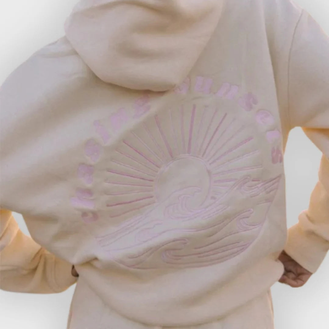 Íris | Hoodie Oversized em Mistura de Algodão com Bordado nas Costas