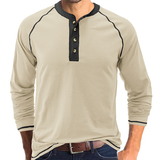 Camisa com gola de algodão Henley