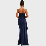 Clara | Vestido Comprido Sem Ombros com Detalhe Torcido