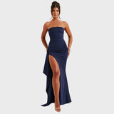 Clara | Vestido Comprido Sem Ombros com Detalhe Torcido