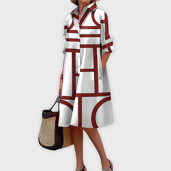 Leonor | Vestido Midi com Padrão Abstrato