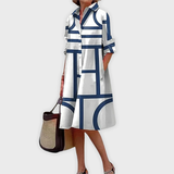 Leonor | Vestido Midi com Padrão Abstrato