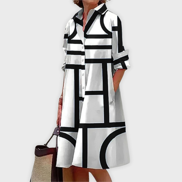 Leonor | Vestido Midi com Padrão Abstrato