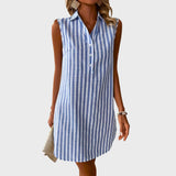 Ana | Vestido Camisa Elegante às Riscas