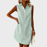 Ana | Vestido Camisa Elegante às Riscas