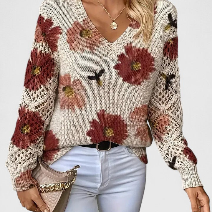 Catarina - Camisola de malha com padrão floral