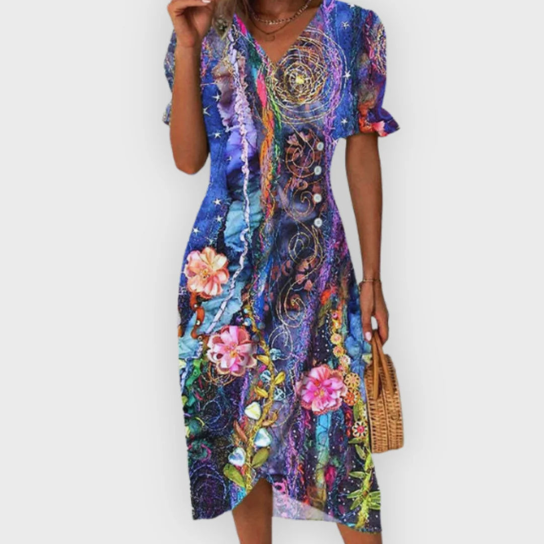 Vanessa | Vestido Midi Elegante com Flores