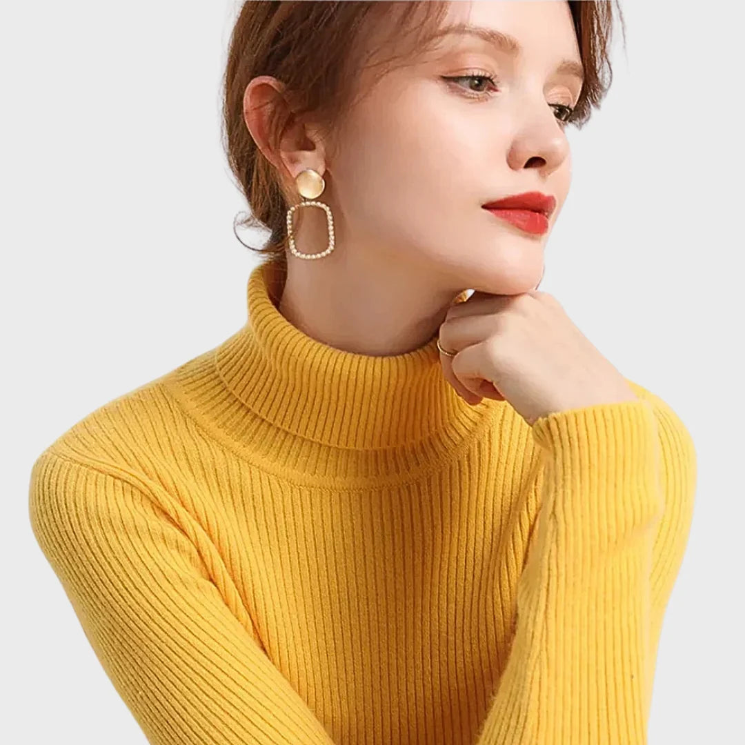 Lucia | Camisola de Lã de Caxemira com Gola Alta Outono