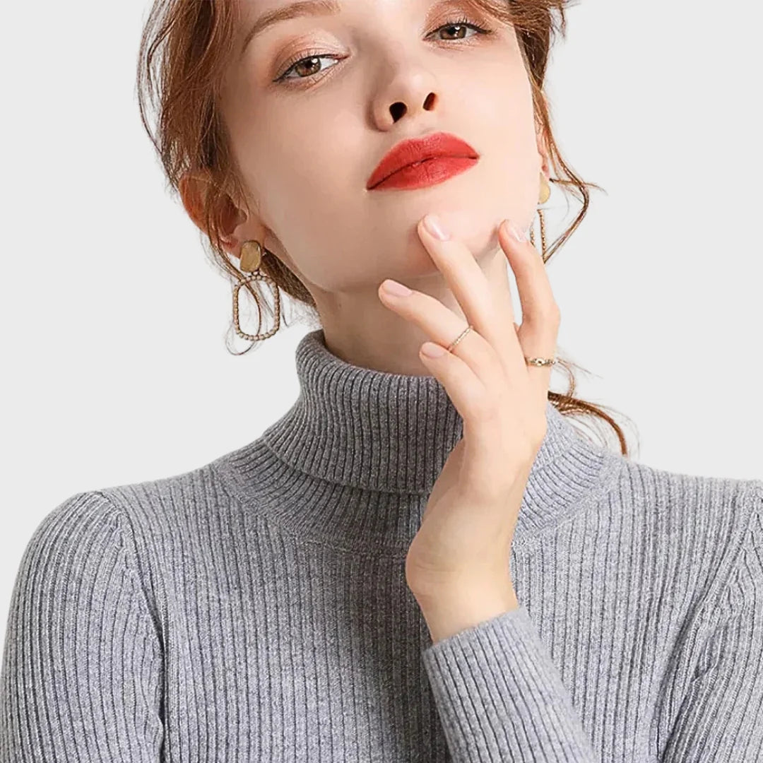 Lucia | Camisola de Lã de Caxemira com Gola Alta Outono