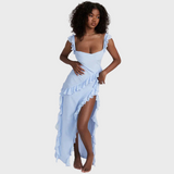 Lara | Vestido Comprido Estiloso com Racha Lateral