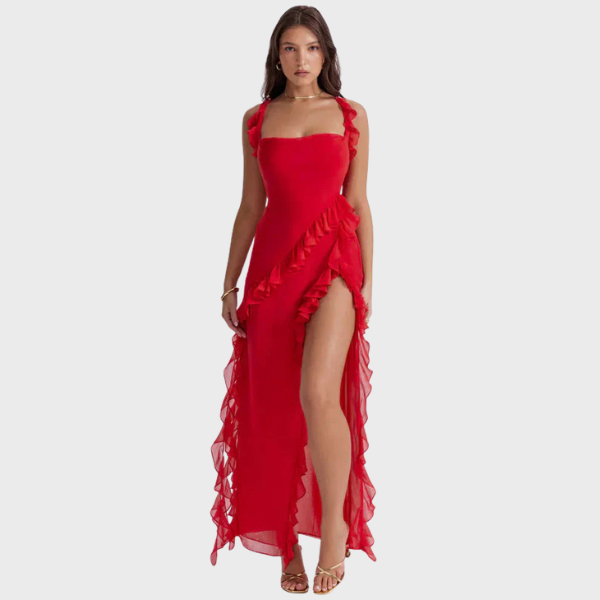 Lara | Vestido Comprido Estiloso com Racha Lateral