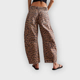 Cátia | Jeans Largos Com Estampado De Leopardo