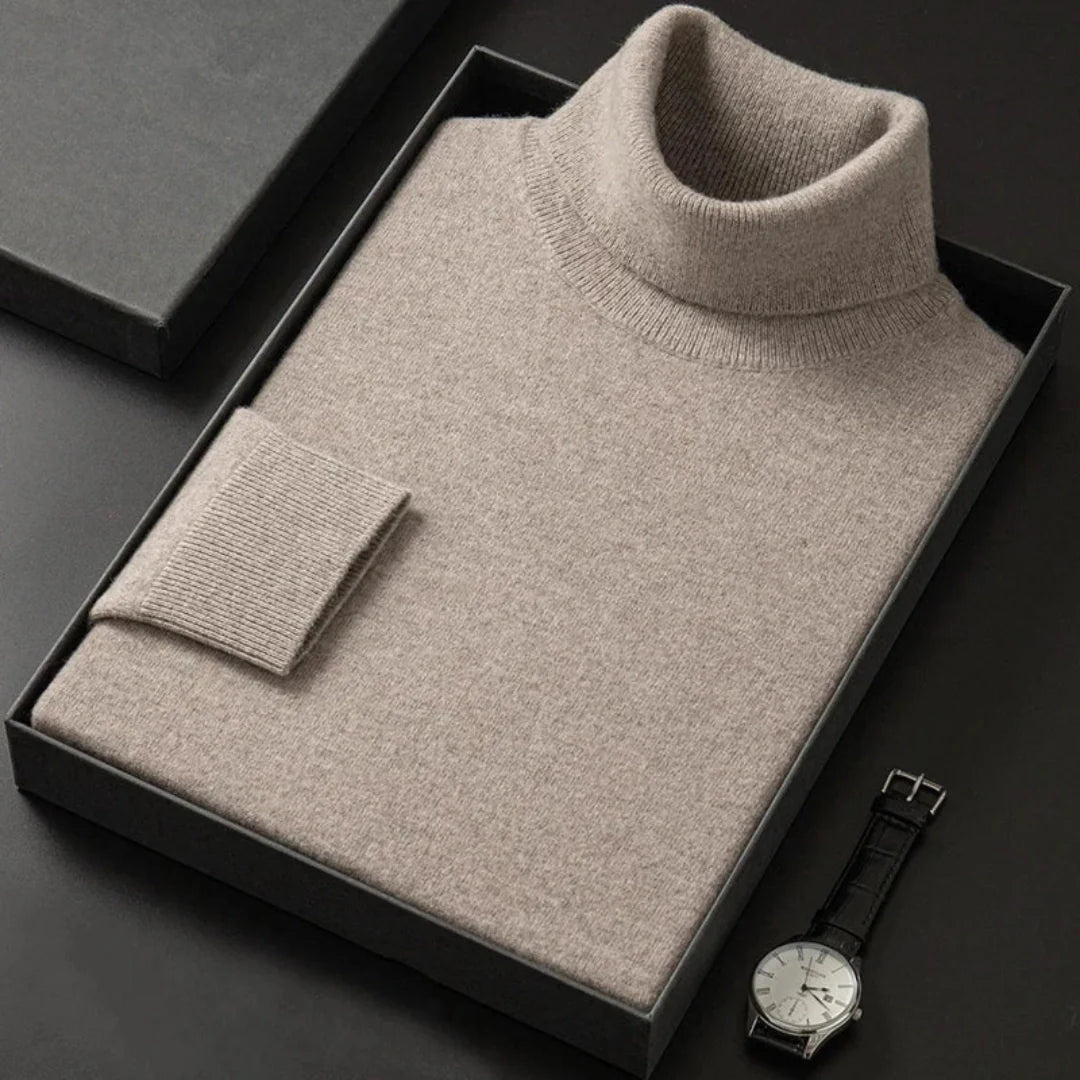 Henrique | Camisola Masculina De Gola Alta Em Caxemira De Luxo