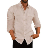 Camisa de Botão - Tecido Misturado e Ajuste Respirável