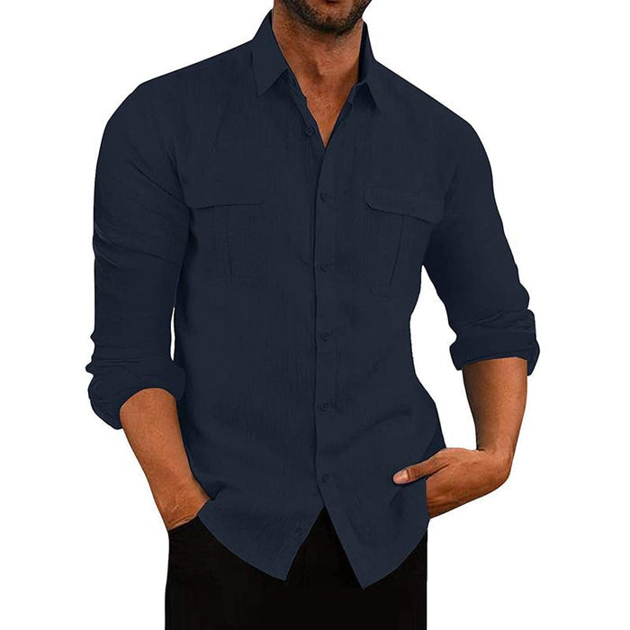 Camisa de Botão - Tecido Misturado e Ajuste Respirável