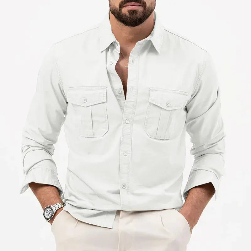Camisa de Botão - Gola Estruturada e Camadas Simples