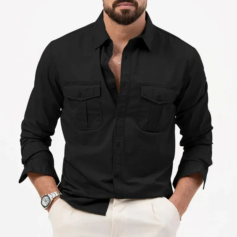 Camisa de Botão - Gola Estruturada e Camadas Simples