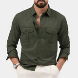 Camisa de Botão - Gola Estruturada e Camadas Simples