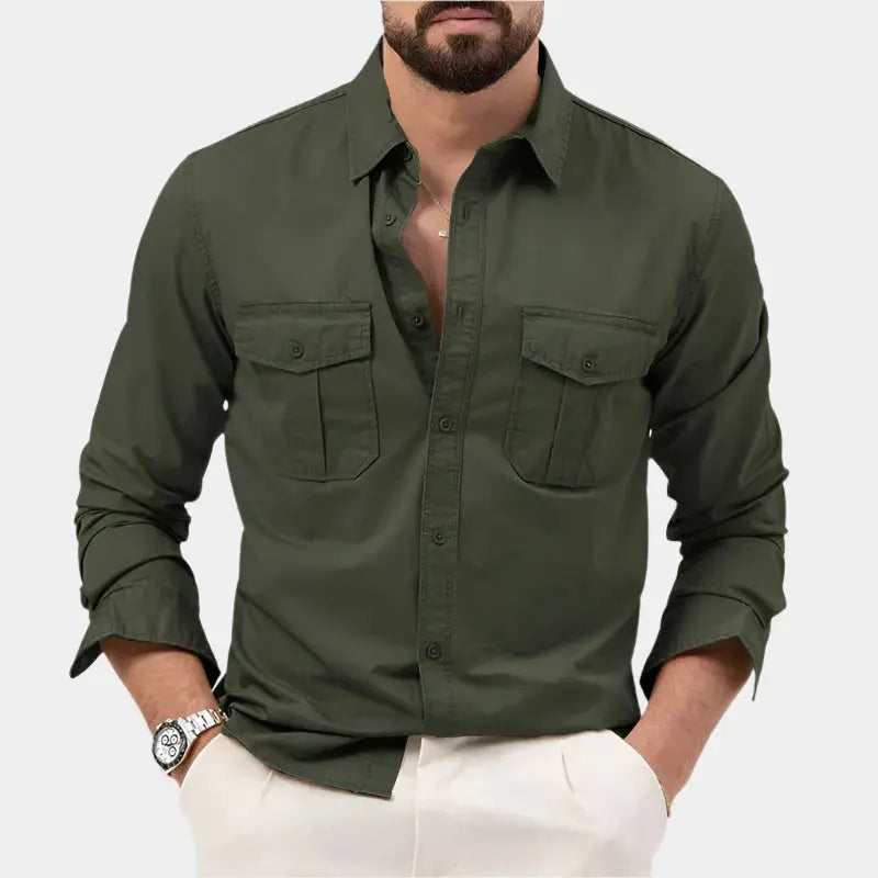 Camisa de Botão - Gola Estruturada e Camadas Simples