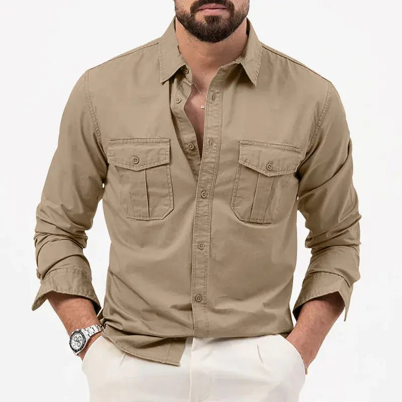 Camisa de Botão - Gola Estruturada e Camadas Simples