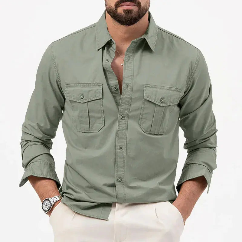 Camisa de Botão - Gola Estruturada e Camadas Simples