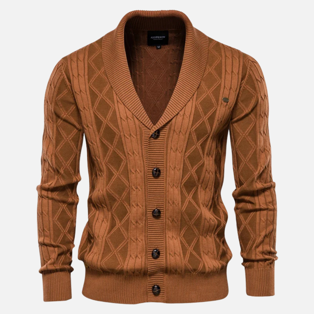 Alexandre | Cardigan Argyle Elástico Suave Premium