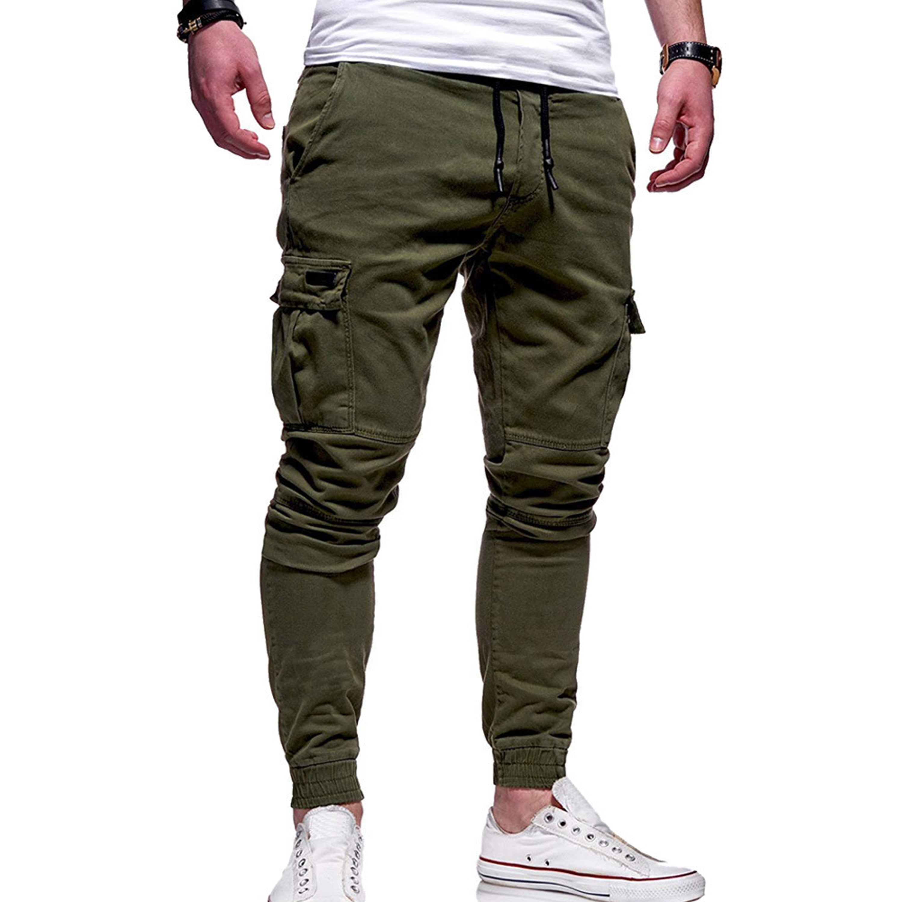 Calças Cargo Joggers - Mistura de Poliéster Corte Slim & Armazenamento de Bolsos