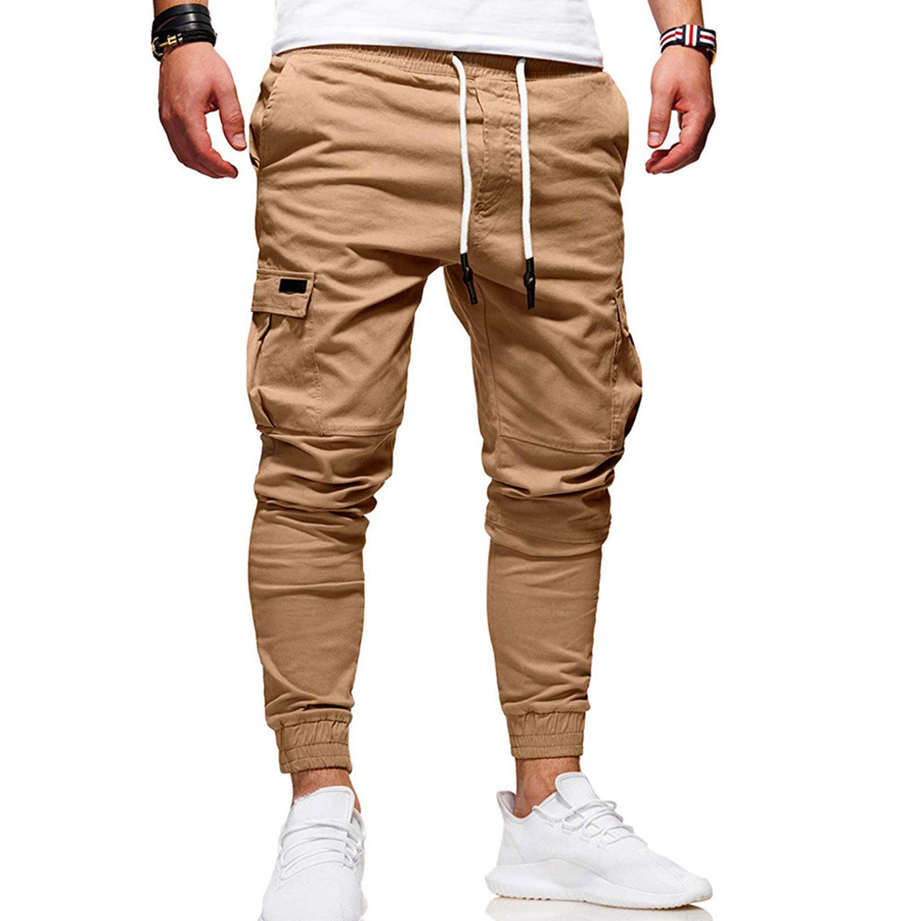 Calças Cargo Joggers - Mistura de Poliéster Corte Slim & Armazenamento de Bolsos