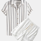 Conjunto Casual - Camisa em Mistura de Poliéster e Calções de Secagem Rápida