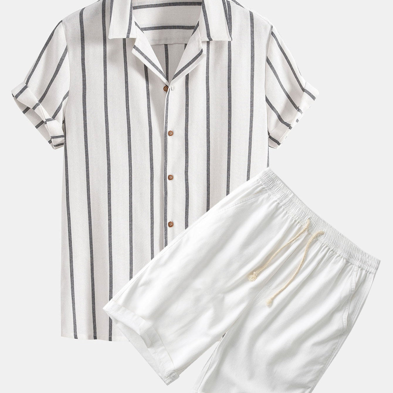 Conjunto Casual - Camisa em Mistura de Poliéster e Calções de Secagem Rápida