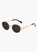 Armação dourada, lentes escuras