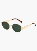 Armação dourada, lentes verdes
