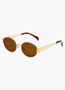 Armação dourada, lentes marrons