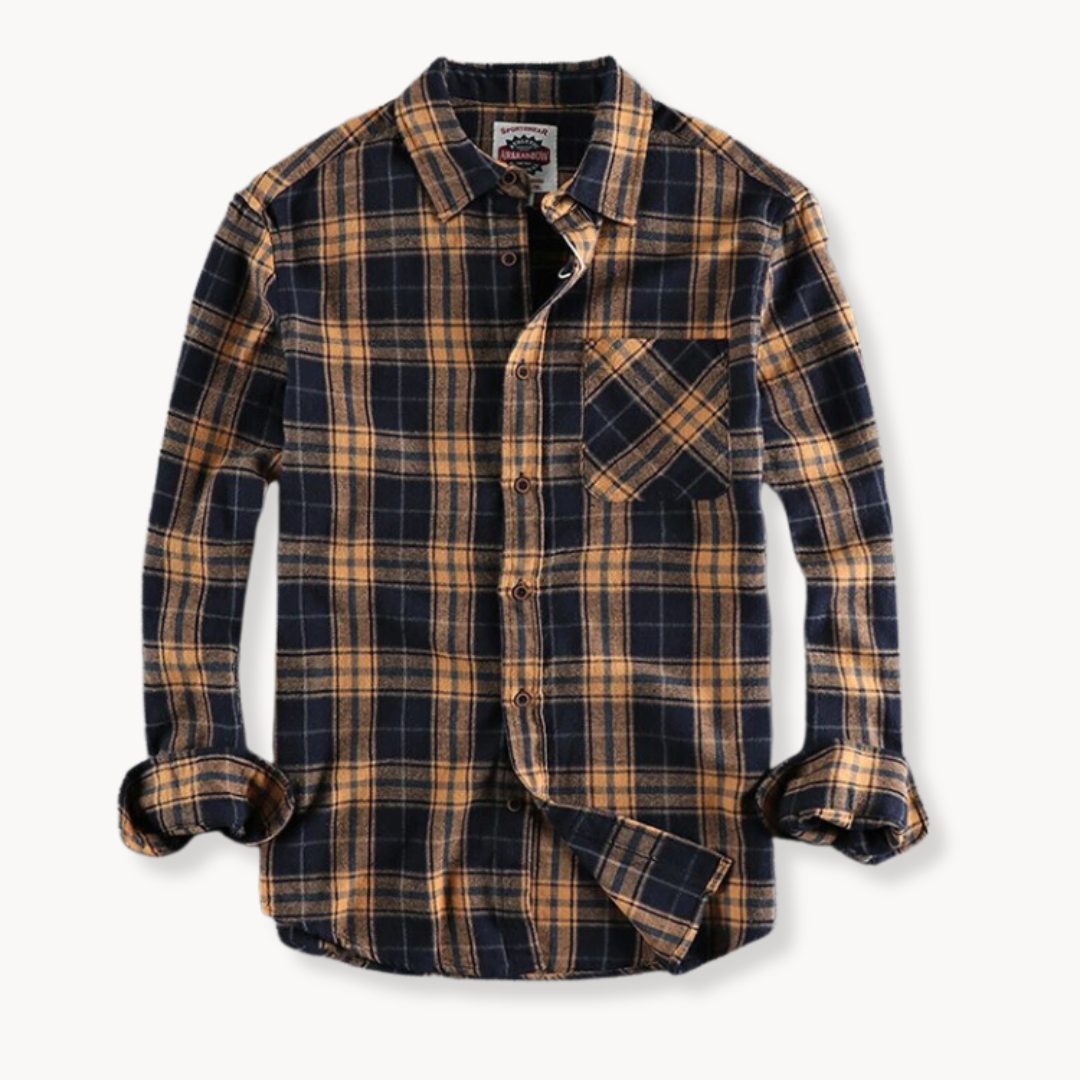 Camisa de Flanela - Acabamento em Mistura Escovada e Bolso no Peito