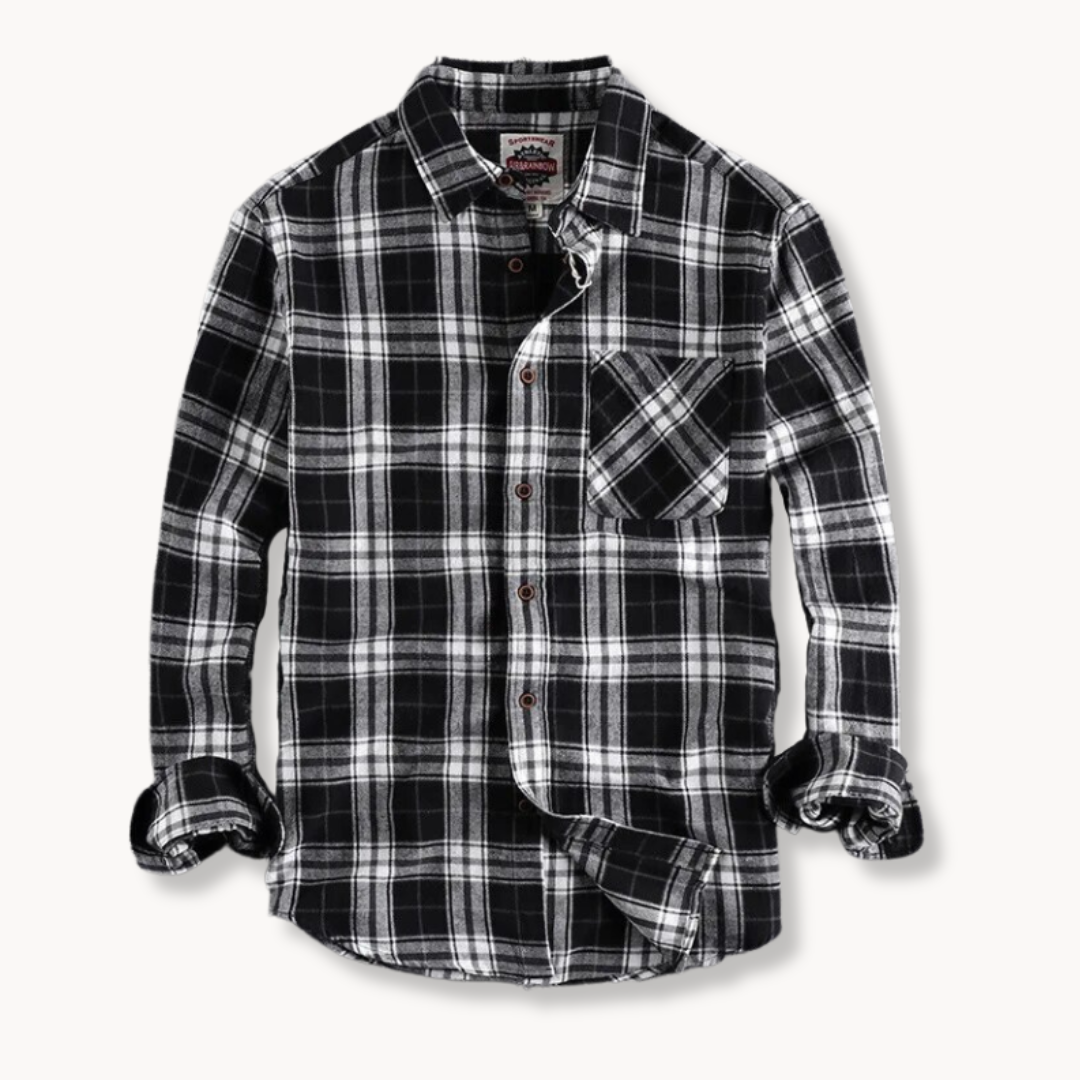 Camisa de Flanela - Acabamento em Mistura Escovada e Bolso no Peito