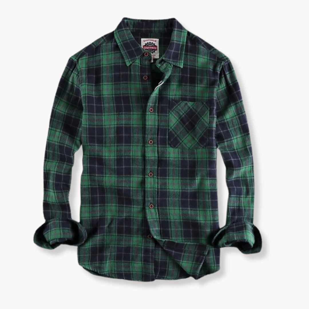 Camisa de Flanela - Acabamento em Mistura Escovada e Bolso no Peito