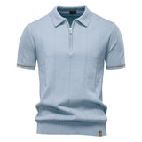 Polo de Meio Zíper – Textura Vertical e Fácil de Vestir