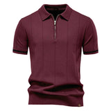 Polo de Meio Zíper – Textura Vertical e Fácil de Vestir